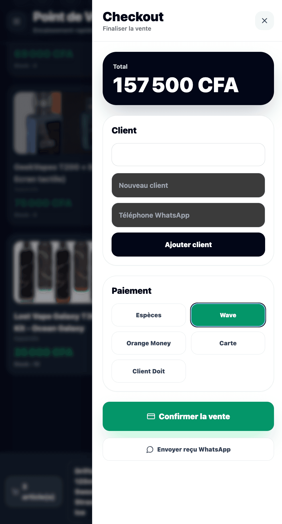 CaissePro — encaissement, paiement Wave et reçu WhatsApp